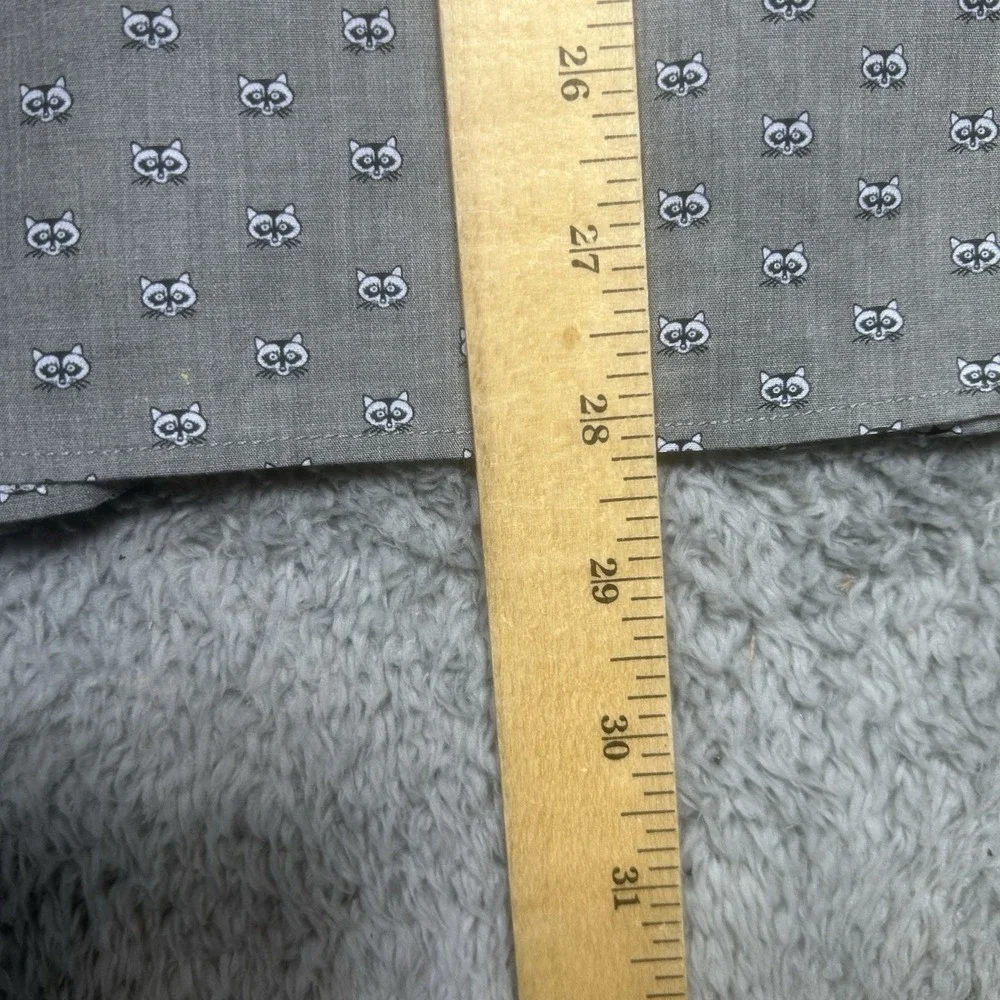 Banana Republic Shirt Mens M Gray Luxe Poplin Untucked Slim Fit Racoon Print EUC